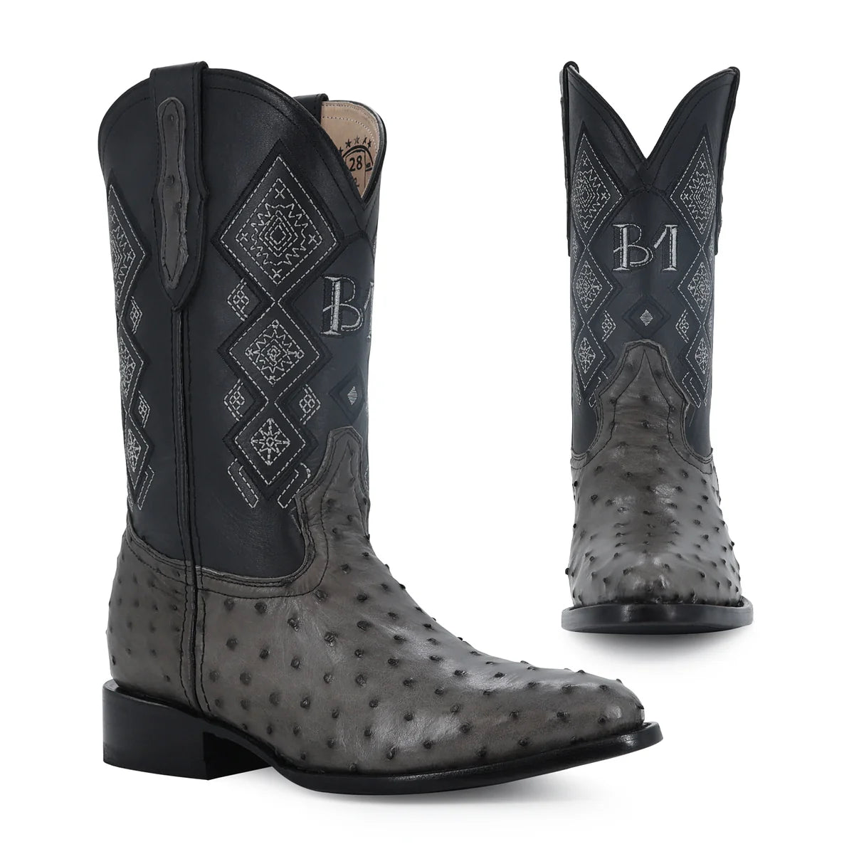 BOTA VAQUERA OVAL AVESTRUZ GRIS