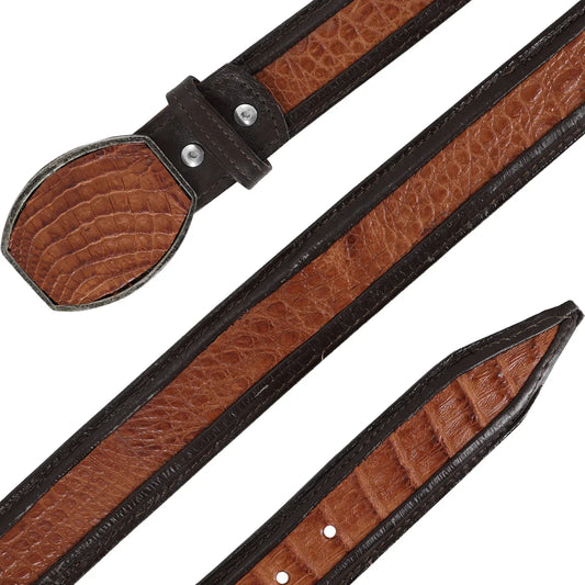 CINTURON HEBILLA CUA PARA HOMBRE EN PIEL DE COCODRILO
