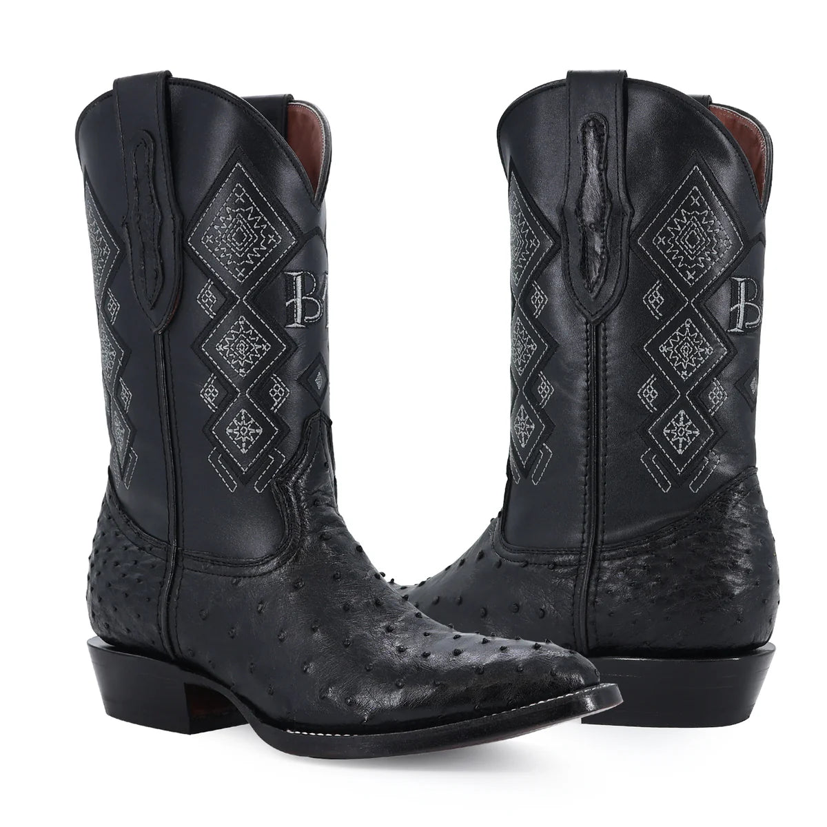 BOTA VAQUERA OVAL AVESTRUZ NEGRO